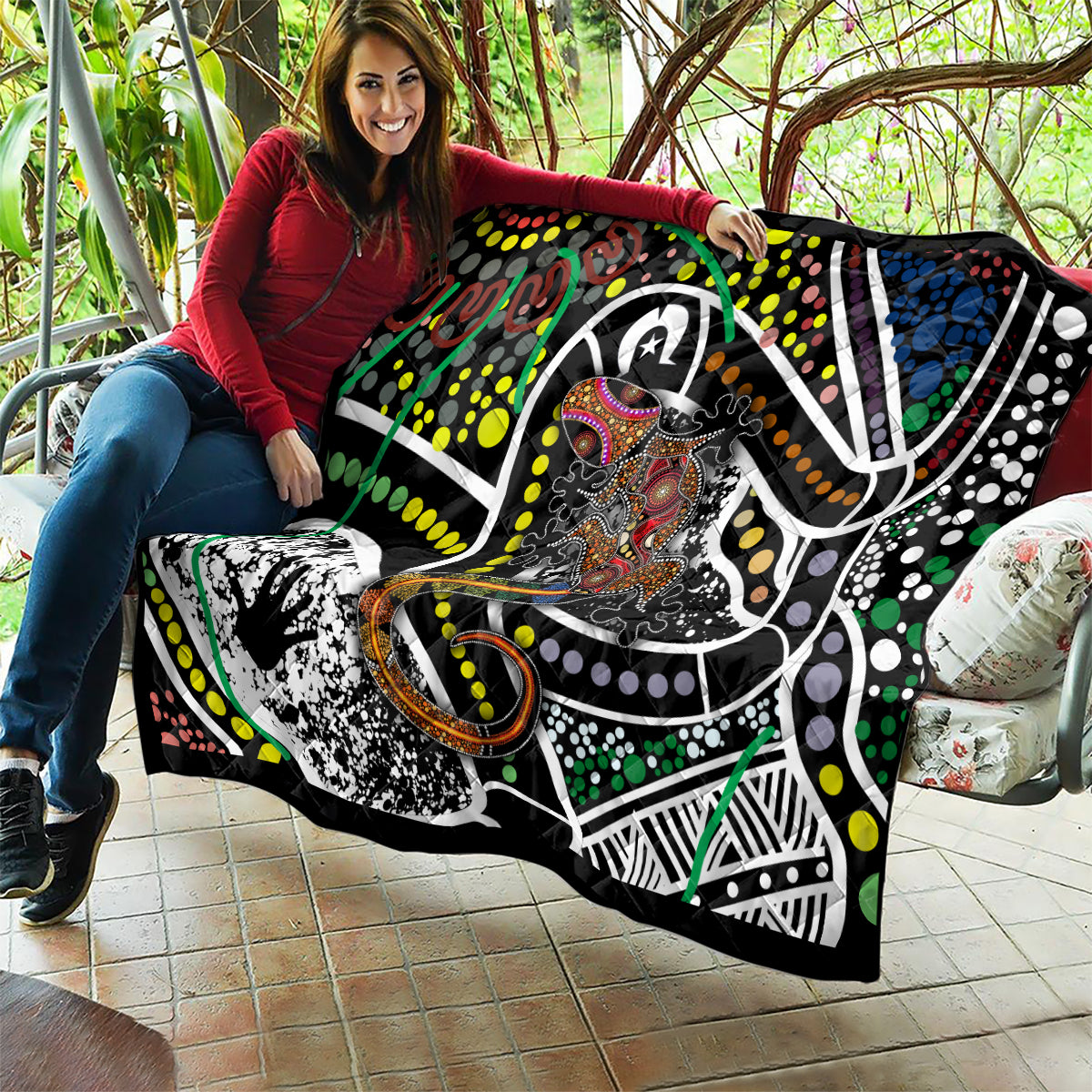 Aboriginal Lizzard Pattern Dot Art Quilt - Wonder Print Shop