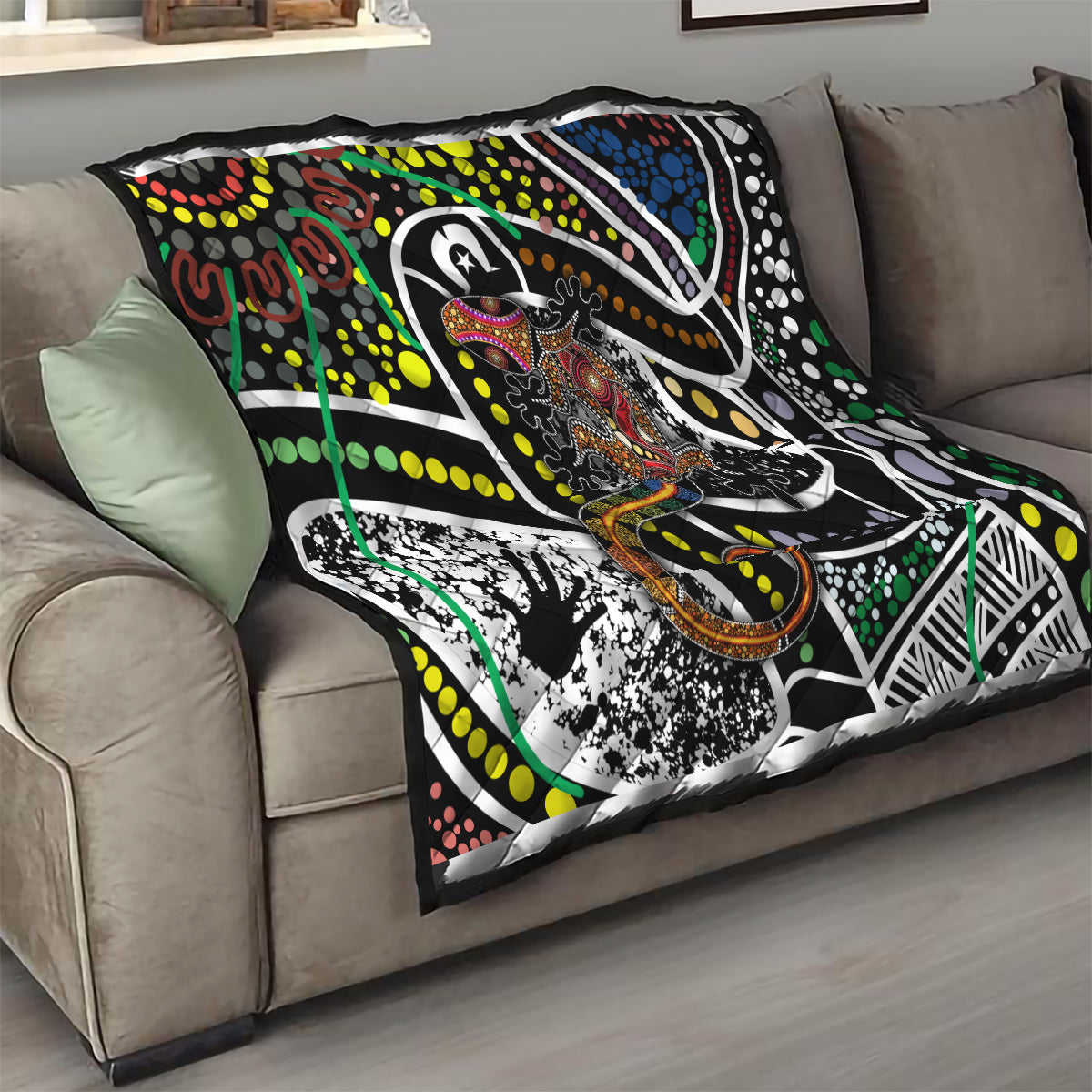 Aboriginal Lizzard Pattern Dot Art Quilt - Wonder Print Shop