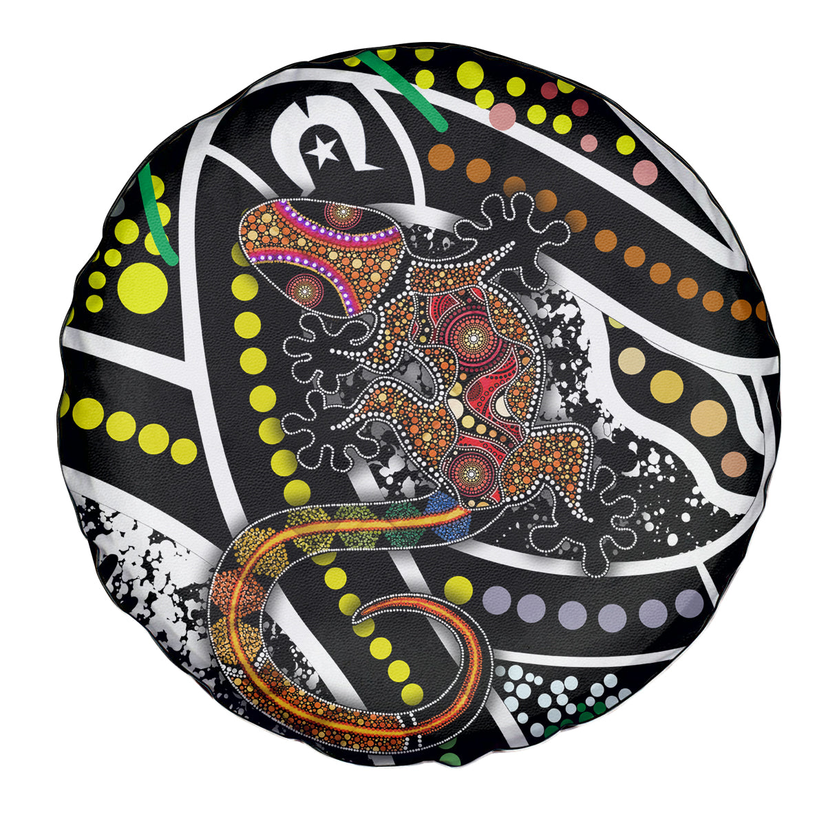 Aboriginal Lizzard Pattern Dot Art Spare Tire Cover - Wonder Print Shop