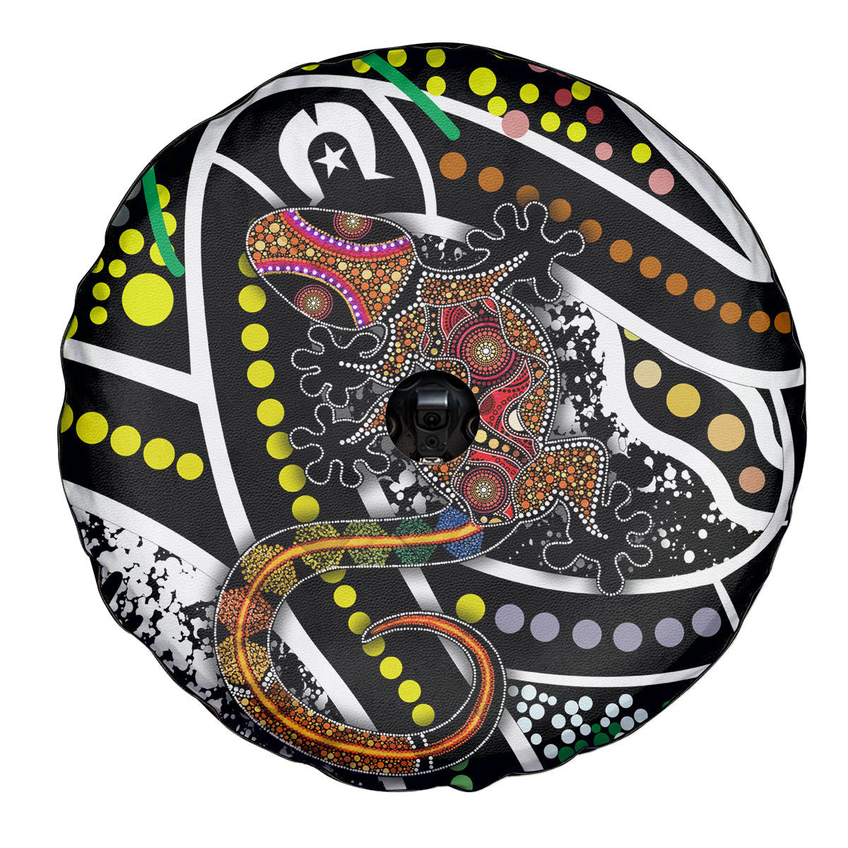Aboriginal Lizzard Pattern Dot Art Spare Tire Cover - Wonder Print Shop