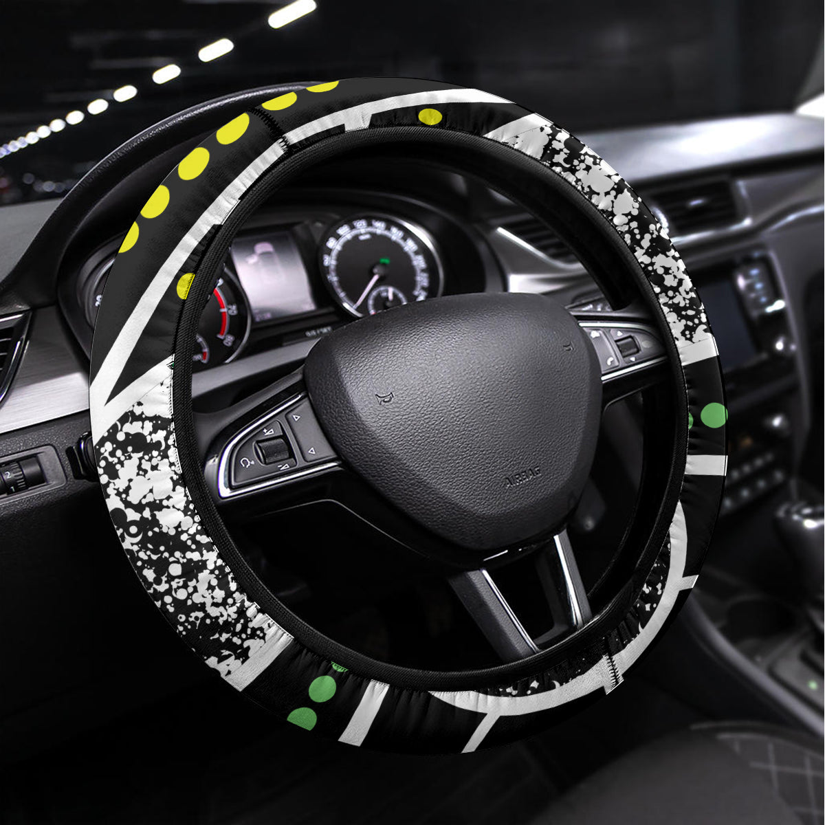 Aboriginal Lizzard Pattern Dot Art Steering Wheel Cover - Wonder Print Shop