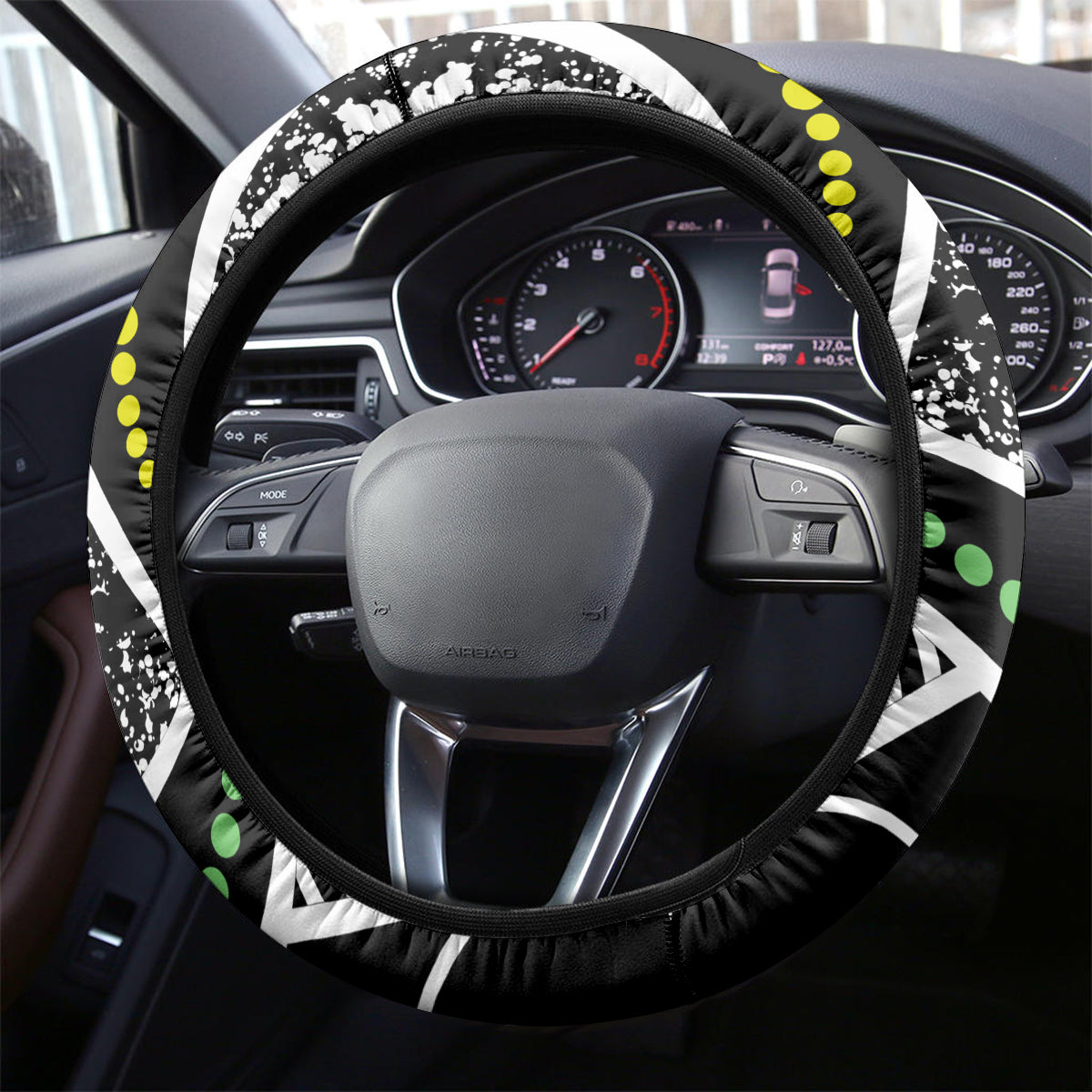 Aboriginal Lizzard Pattern Dot Art Steering Wheel Cover - Wonder Print Shop