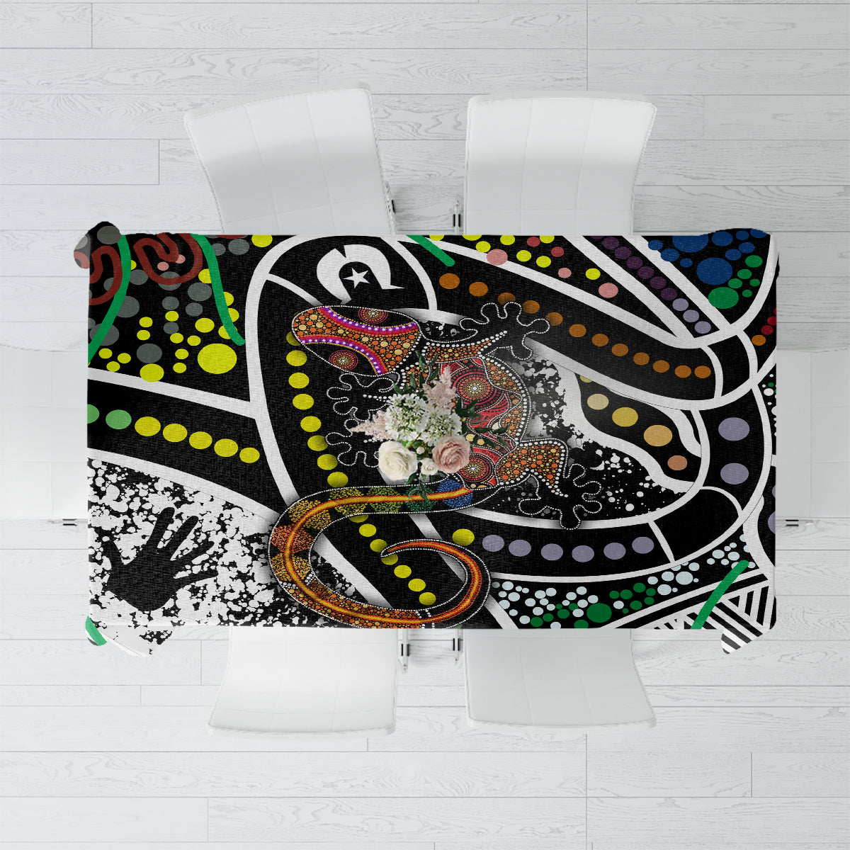 Aboriginal Lizzard Pattern Dot Art Tablecloth - Wonder Print Shop