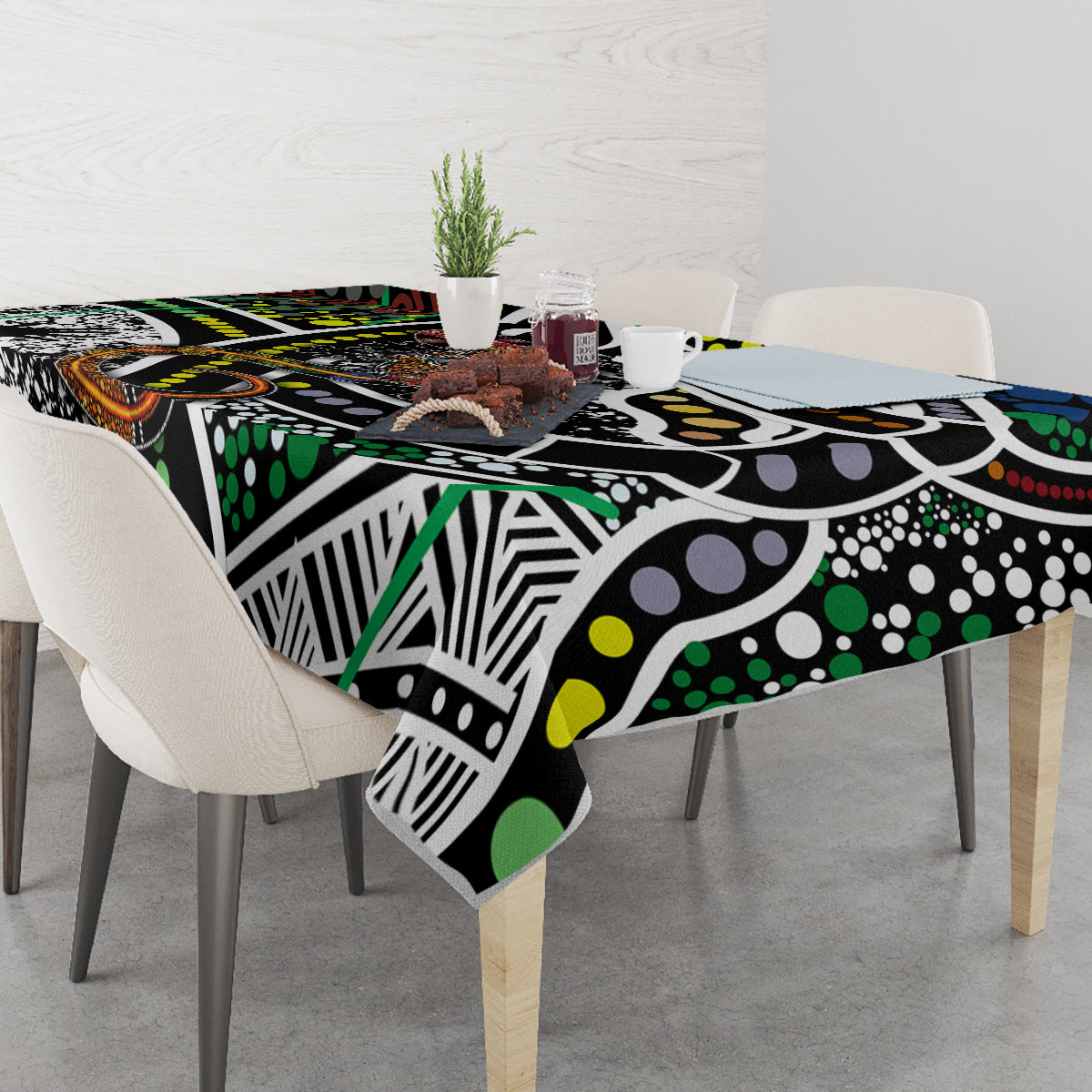 Aboriginal Lizzard Pattern Dot Art Tablecloth - Wonder Print Shop