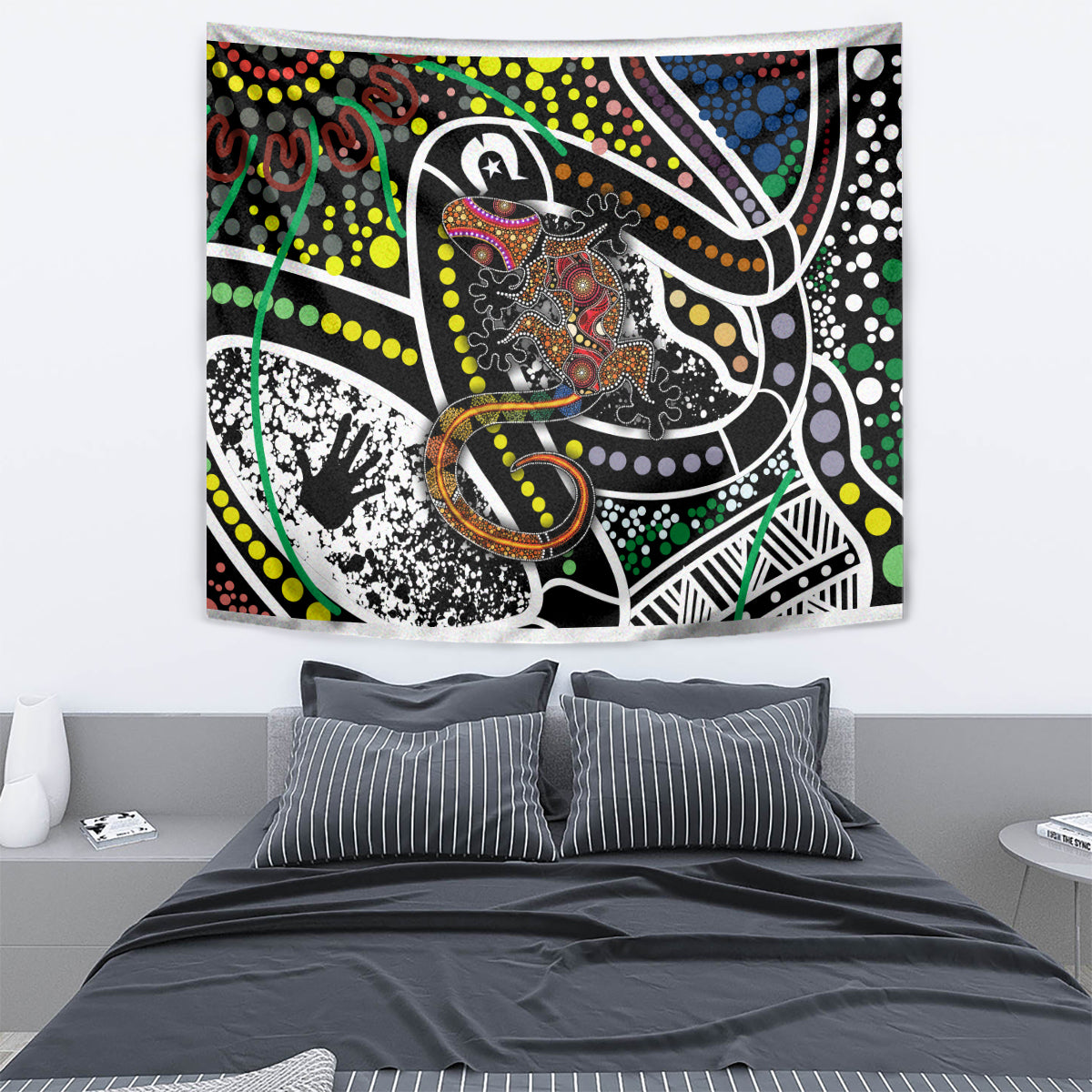 Aboriginal Lizzard Pattern Dot Art Tapestry - Wonder Print Shop