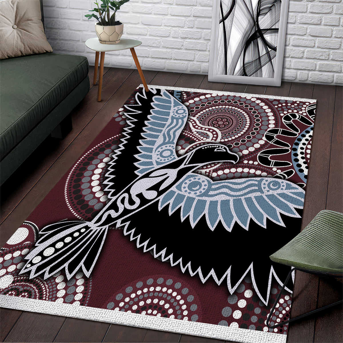 Aboriginal Pattern Bird Area Rug - Wonder Print Shop