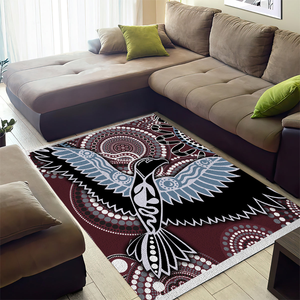 Aboriginal Pattern Bird Area Rug - Wonder Print Shop