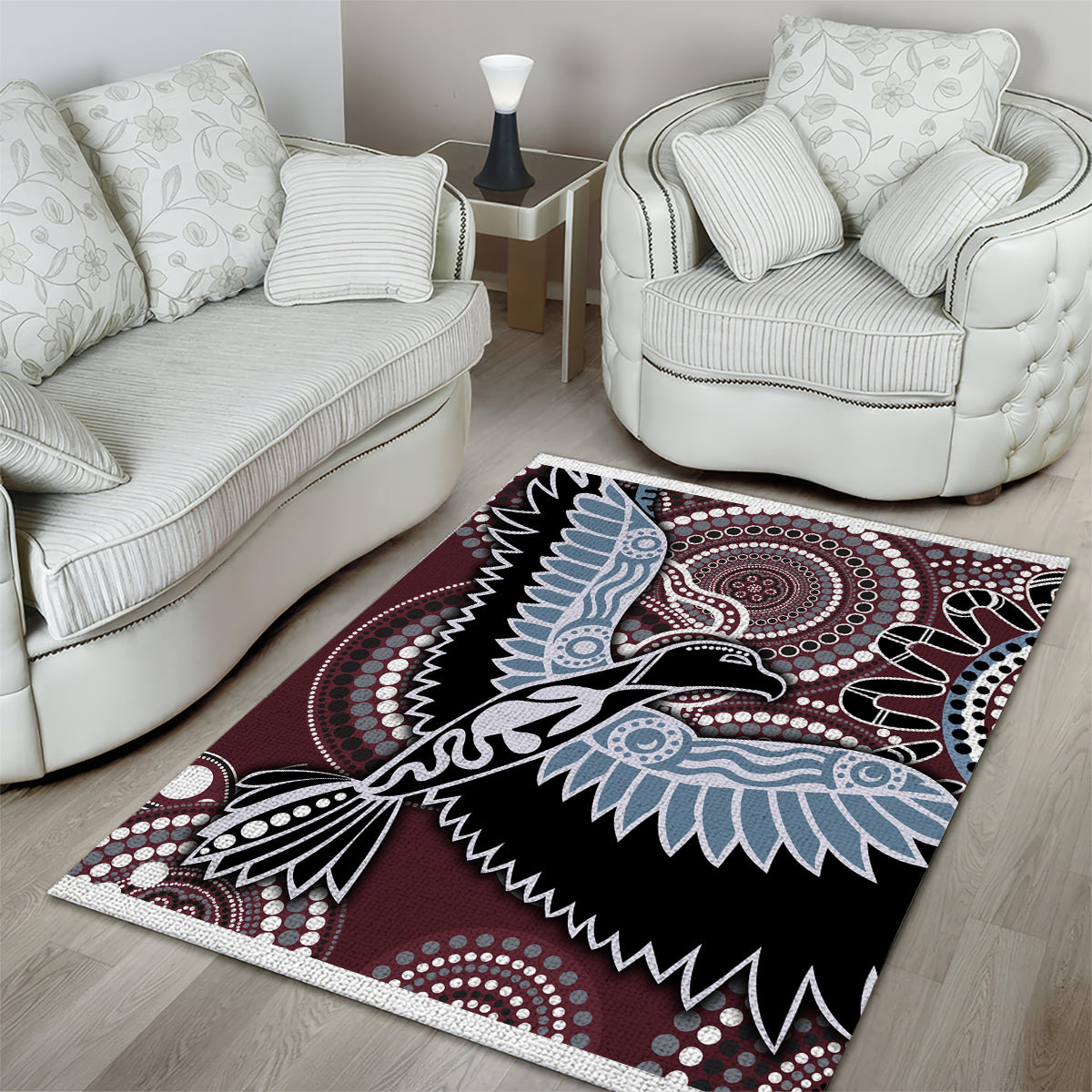 Aboriginal Pattern Bird Area Rug - Wonder Print Shop