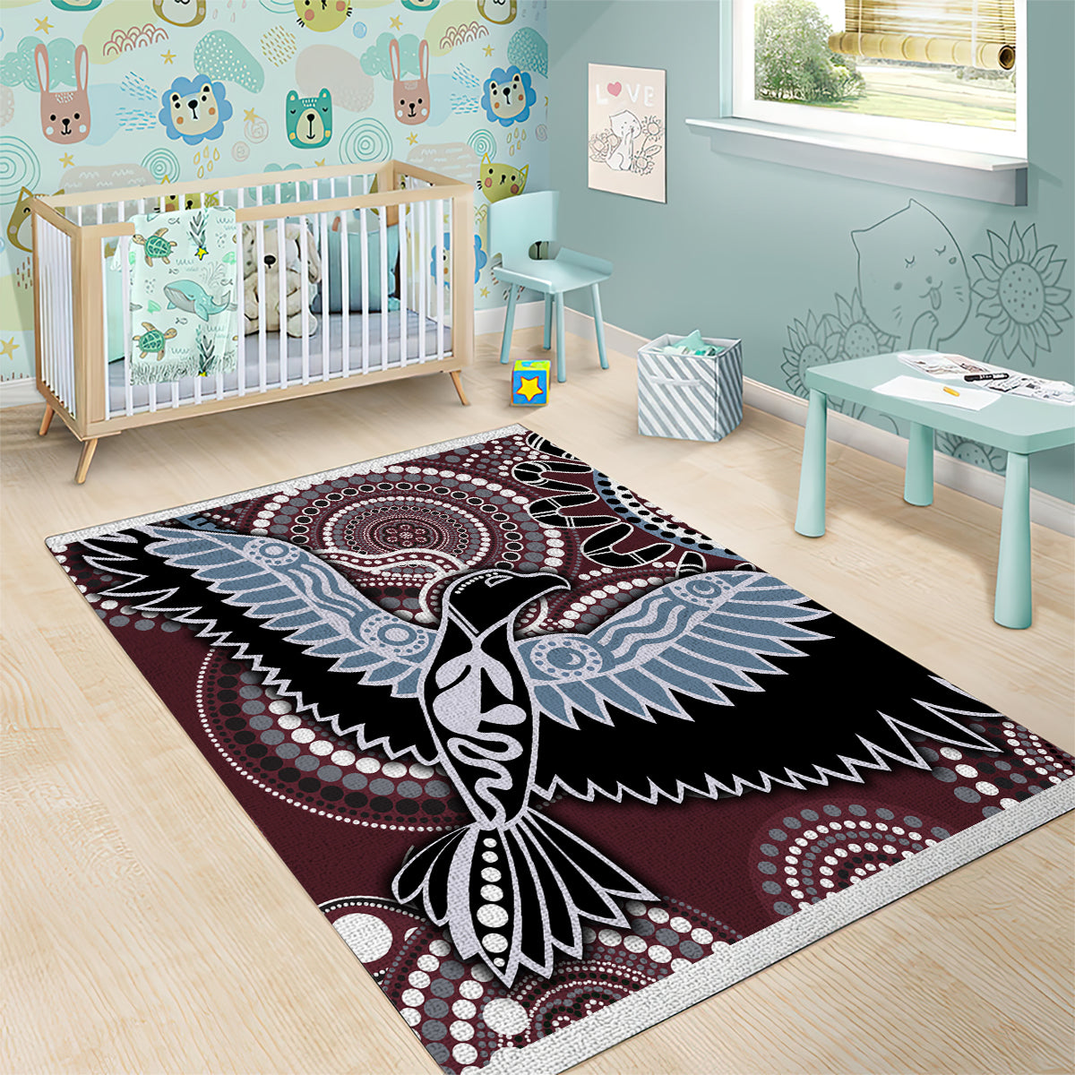 Aboriginal Pattern Bird Area Rug - Wonder Print Shop