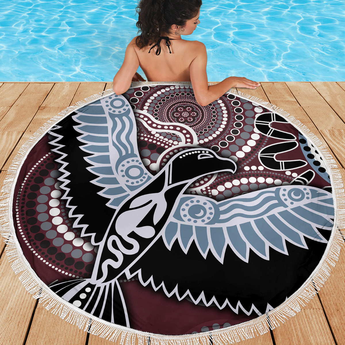 Aboriginal Pattern Bird Beach Blanket - Wonder Print Shop
