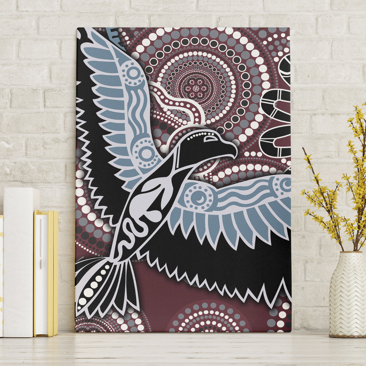 Aboriginal Pattern Bird Canvas Wall Art - Wonder Print Shop