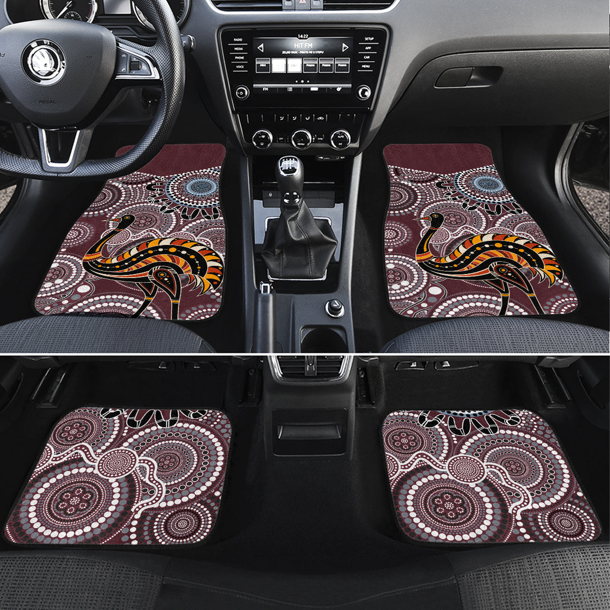 Aboriginal Pattern Bird Car Mats - Wonder Print Shop