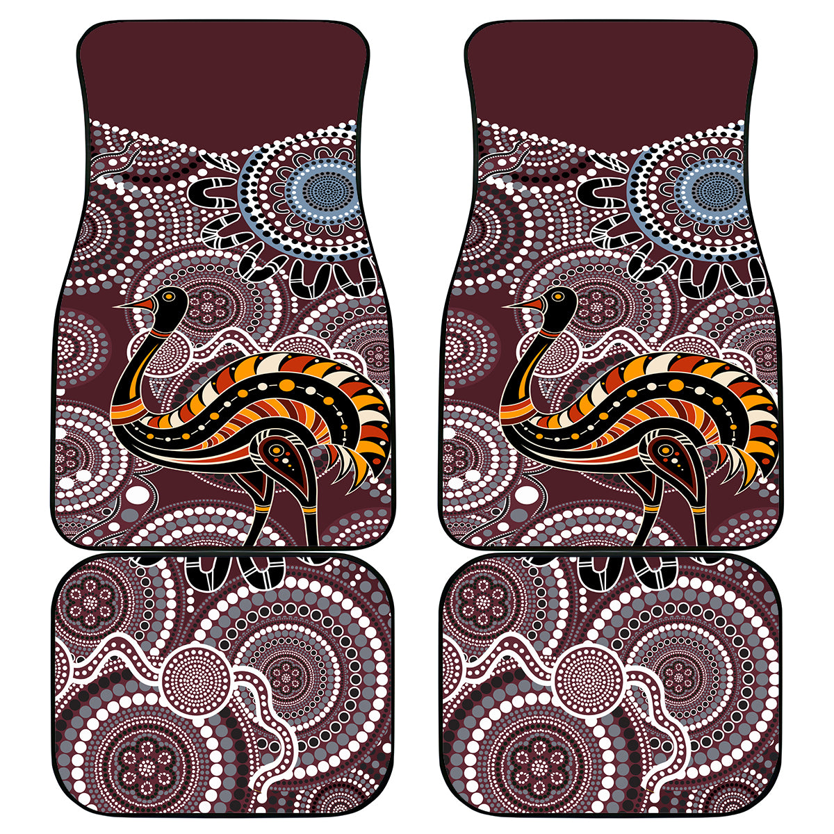 Aboriginal Pattern Bird Car Mats - Wonder Print Shop