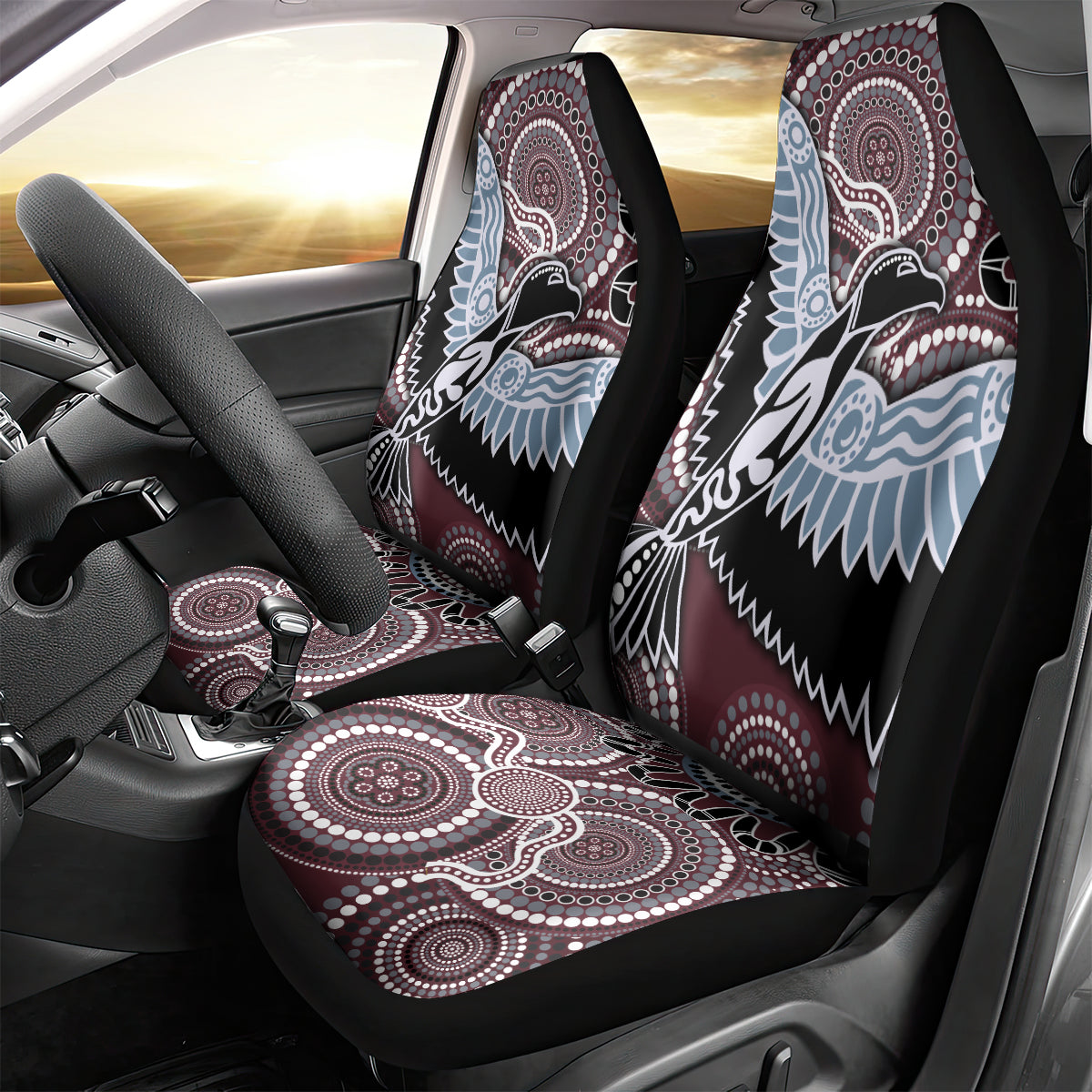 Aboriginal Pattern Bird Car Seat Cover - Wonder Print Shop