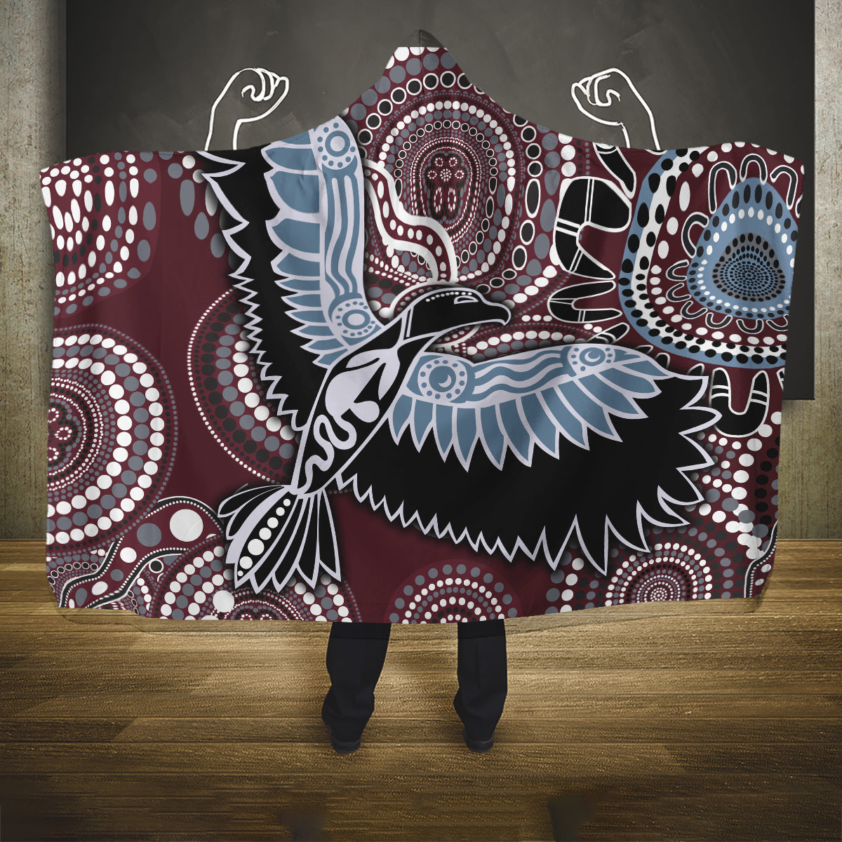 Aboriginal Pattern Bird Hooded Blanket