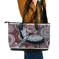 Aboriginal Pattern Bird Leather Tote Bag - Wonder Print Shop