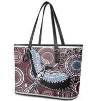 Aboriginal Pattern Bird Leather Tote Bag - Wonder Print Shop