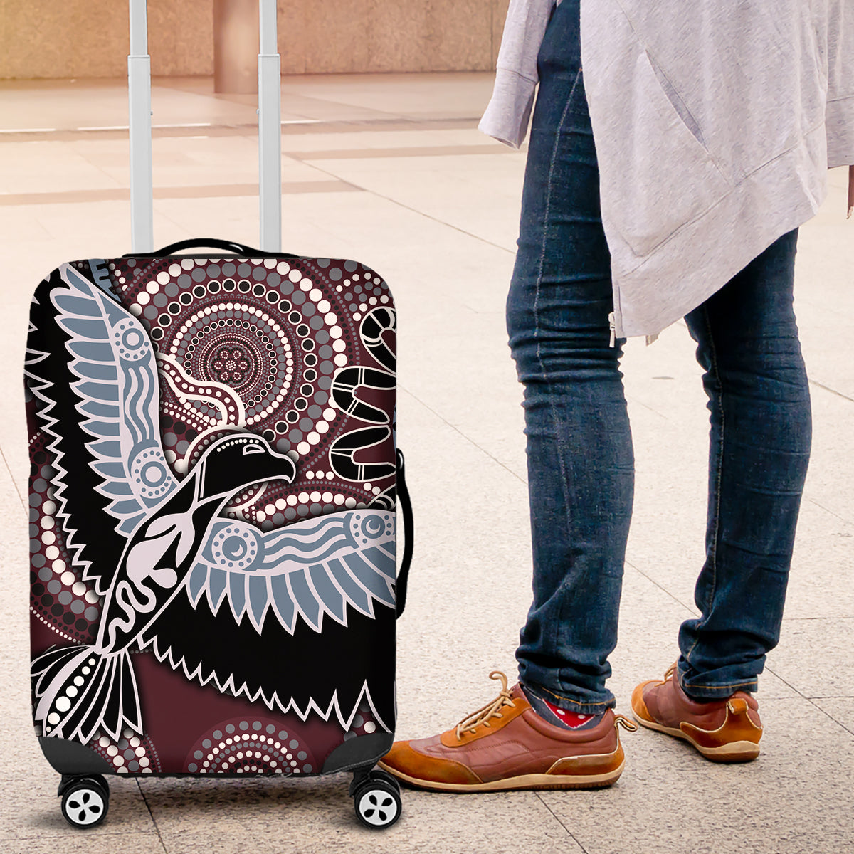 Aboriginal Pattern Bird Luggage Cover - Wonder Print Shop