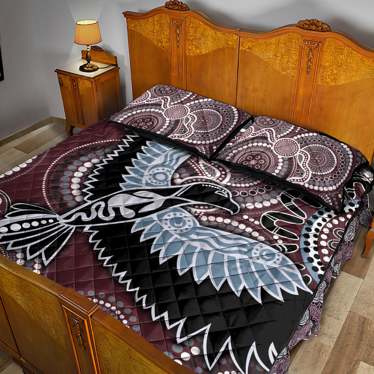 Aboriginal Pattern Bird Quilt Bed Set - Wonder Print Shop