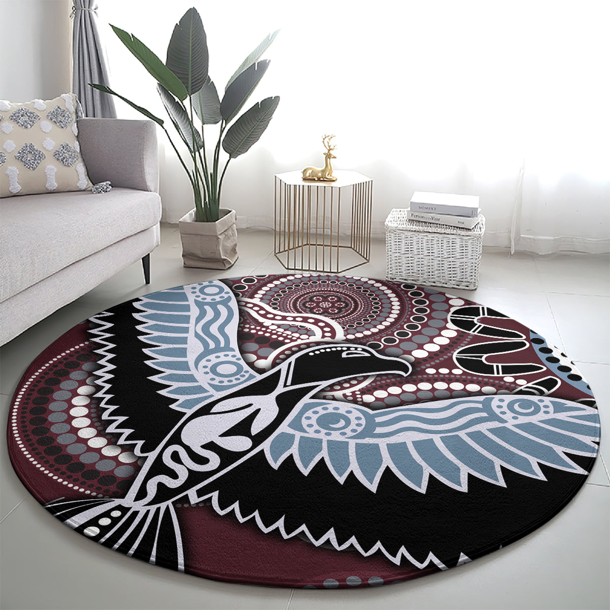 Aboriginal Pattern Bird Round Carpet