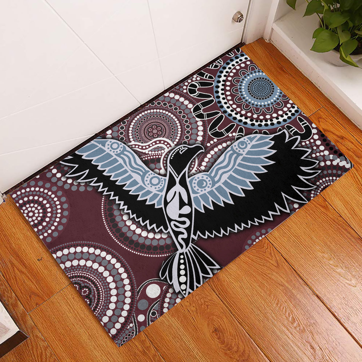 Aboriginal Pattern Bird Rubber Doormat - Wonder Print Shop
