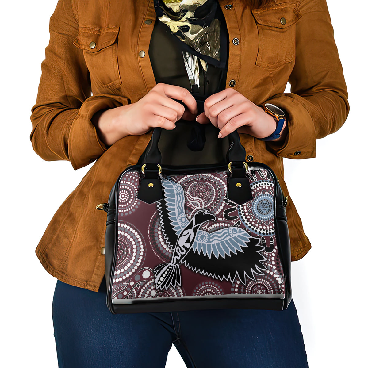 Aboriginal Pattern Bird Shoulder Handbag