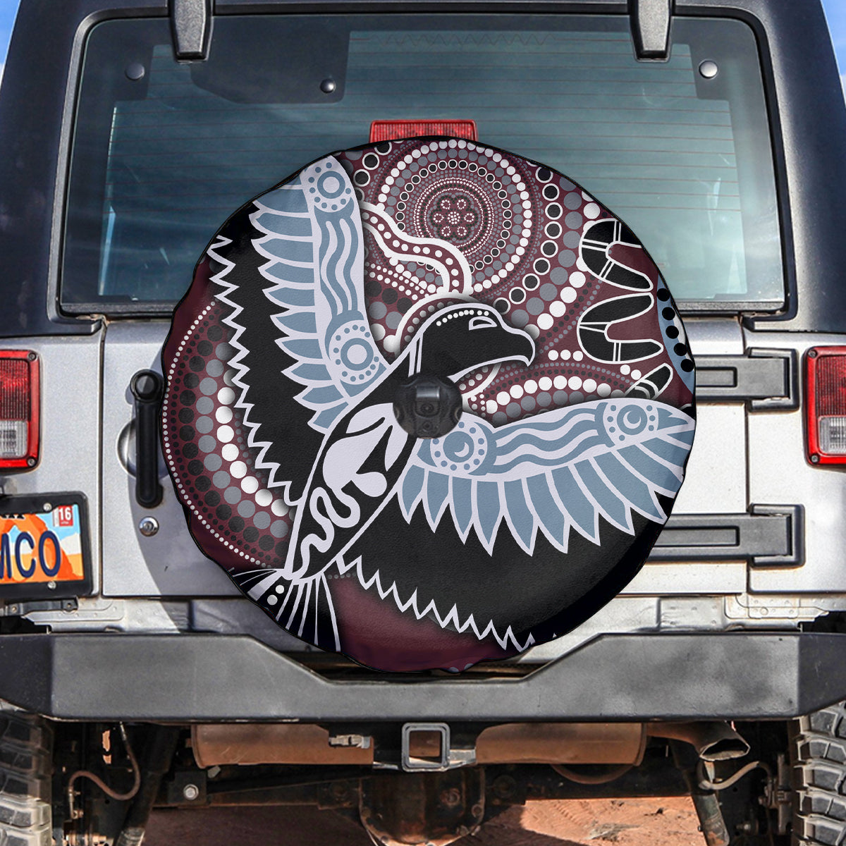 Aboriginal Pattern Bird Spare Tire Cover - Wonder Print Shop