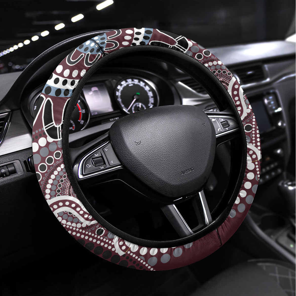Aboriginal Pattern Bird Steering Wheel Cover - Wonder Print Shop