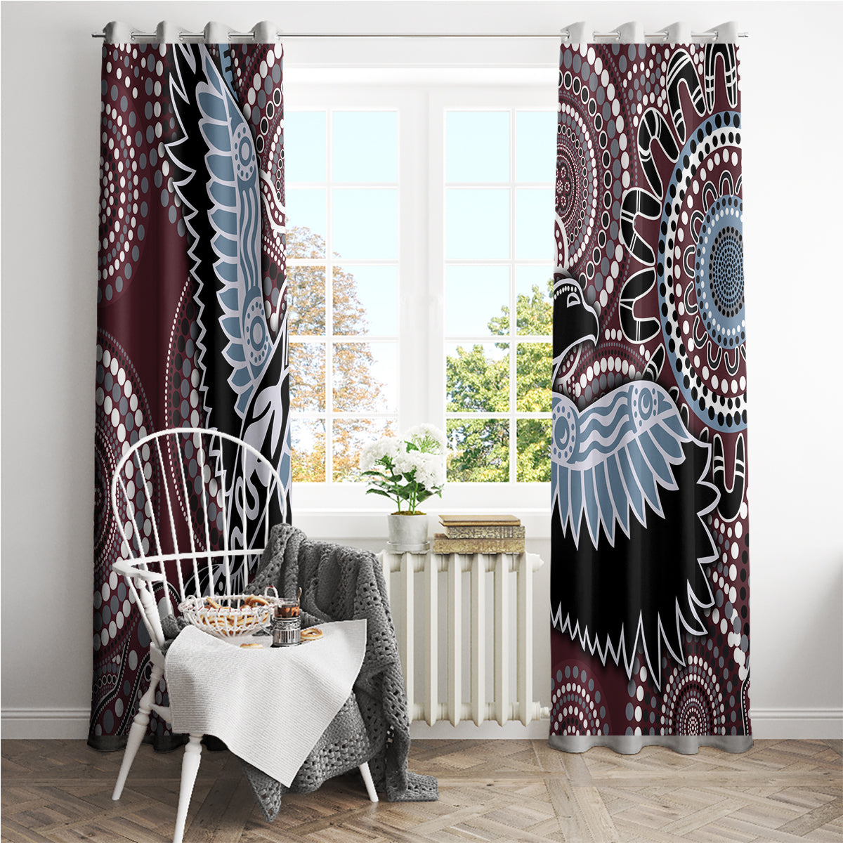 Aboriginal Pattern Bird Window Curtain - Wonder Print Shop