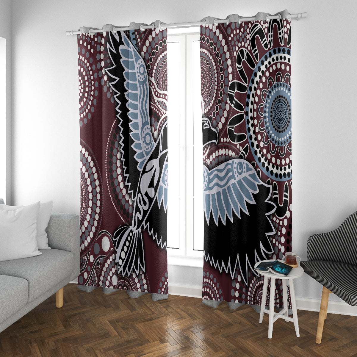 Aboriginal Pattern Bird Window Curtain - Wonder Print Shop