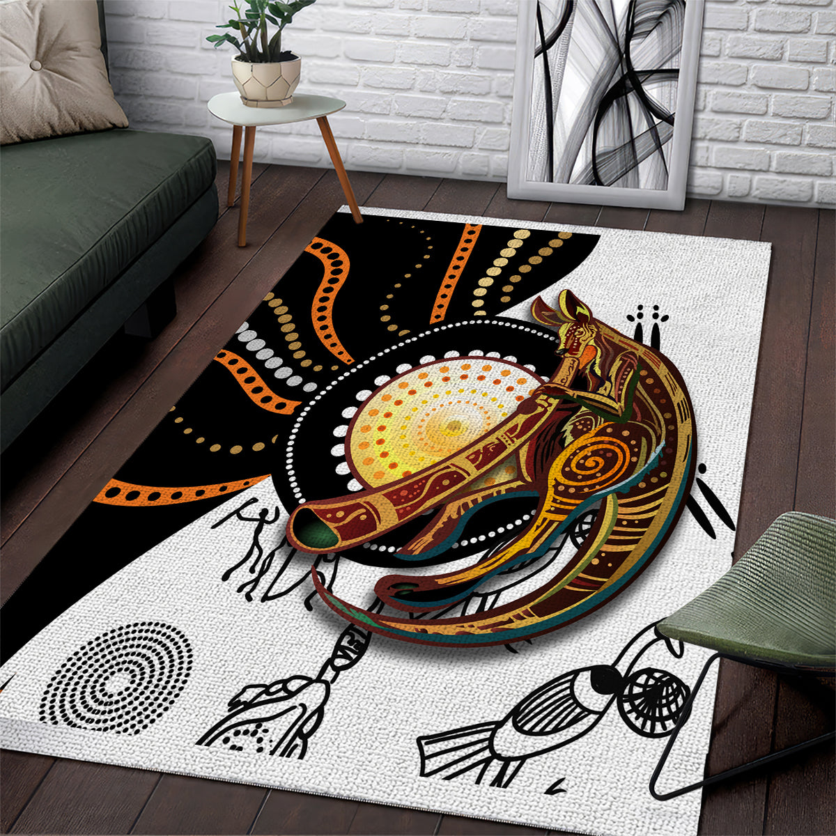Aboriginal Kangaroo Pattern Dot Art Area Rug - Wonder Print Shop