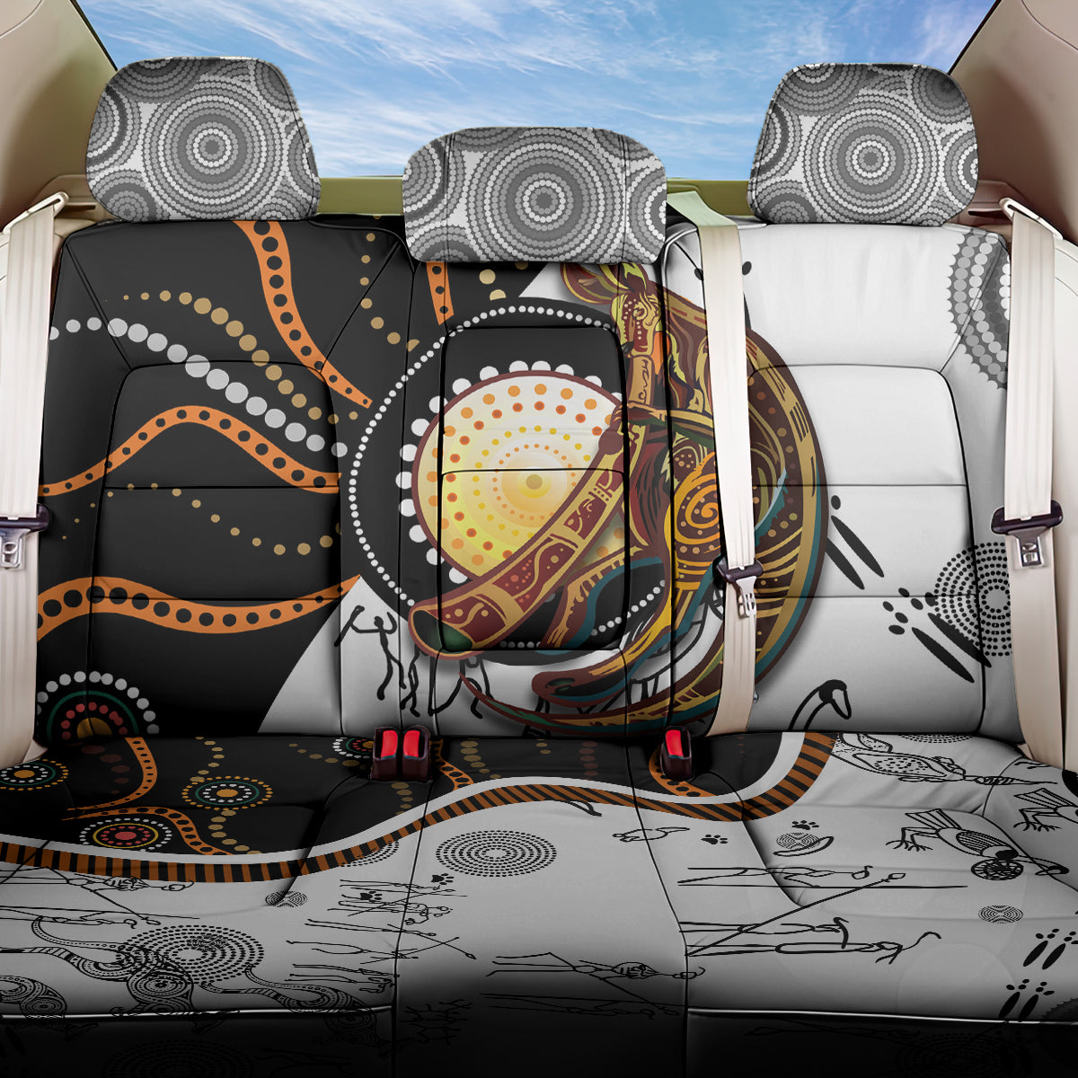 Aboriginal Kangaroo Pattern Dot Art Back Car Seat Cover - Wonder Print Shop