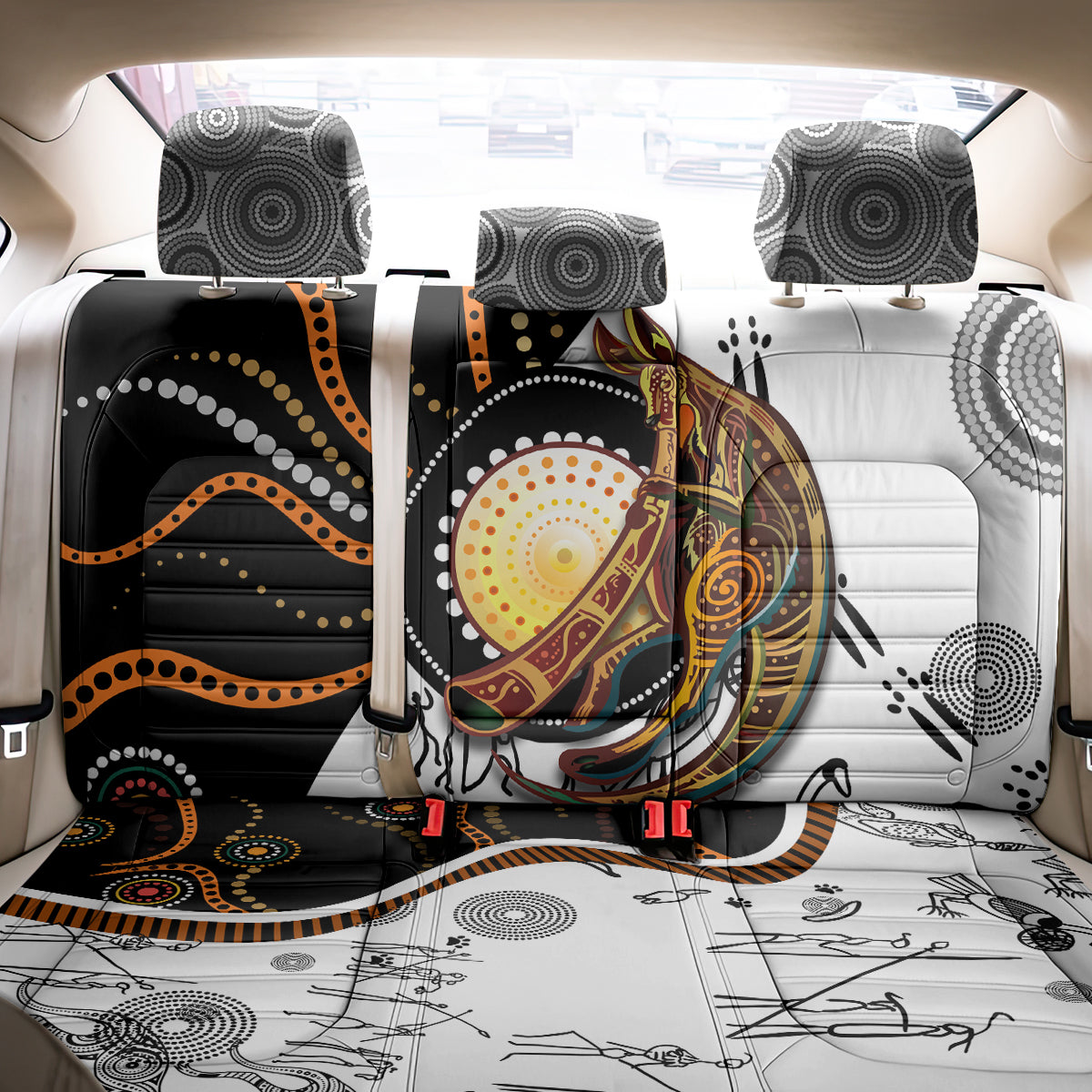 Aboriginal Kangaroo Pattern Dot Art Back Car Seat Cover - Wonder Print Shop