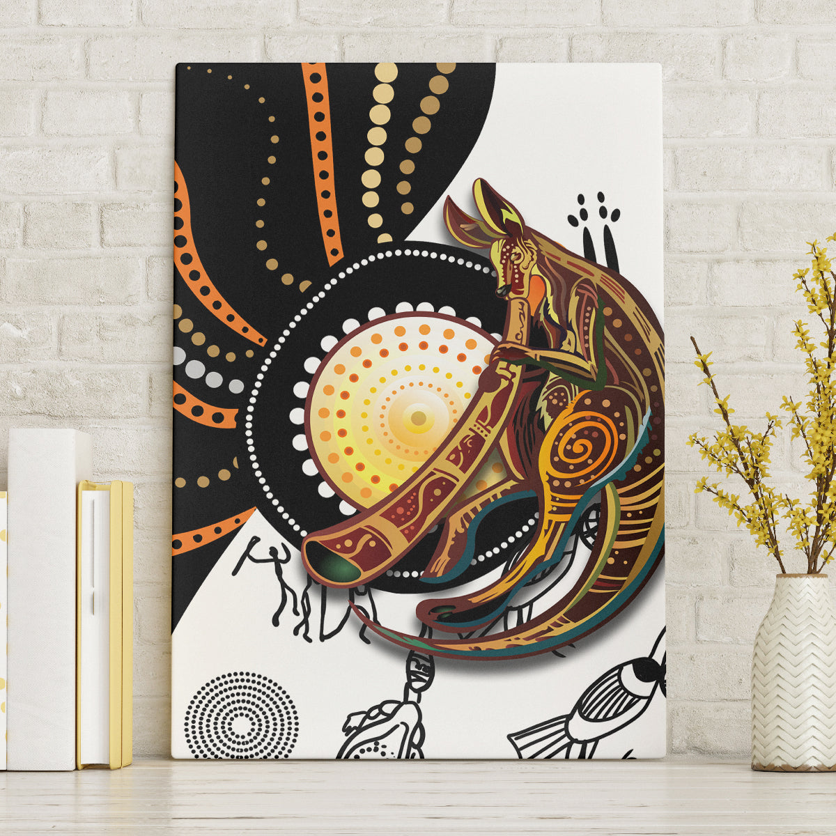 Aboriginal Kangaroo Pattern Dot Art Canvas Wall Art - Wonder Print Shop