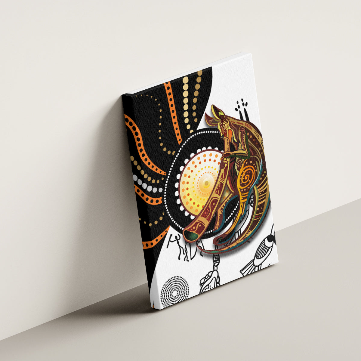 Aboriginal Kangaroo Pattern Dot Art Canvas Wall Art - Wonder Print Shop