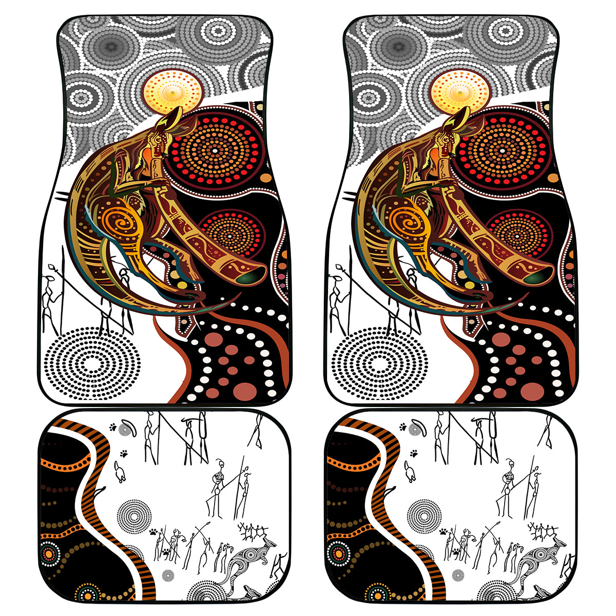 Aboriginal Kangaroo Pattern Dot Art Car Mats - Wonder Print Shop