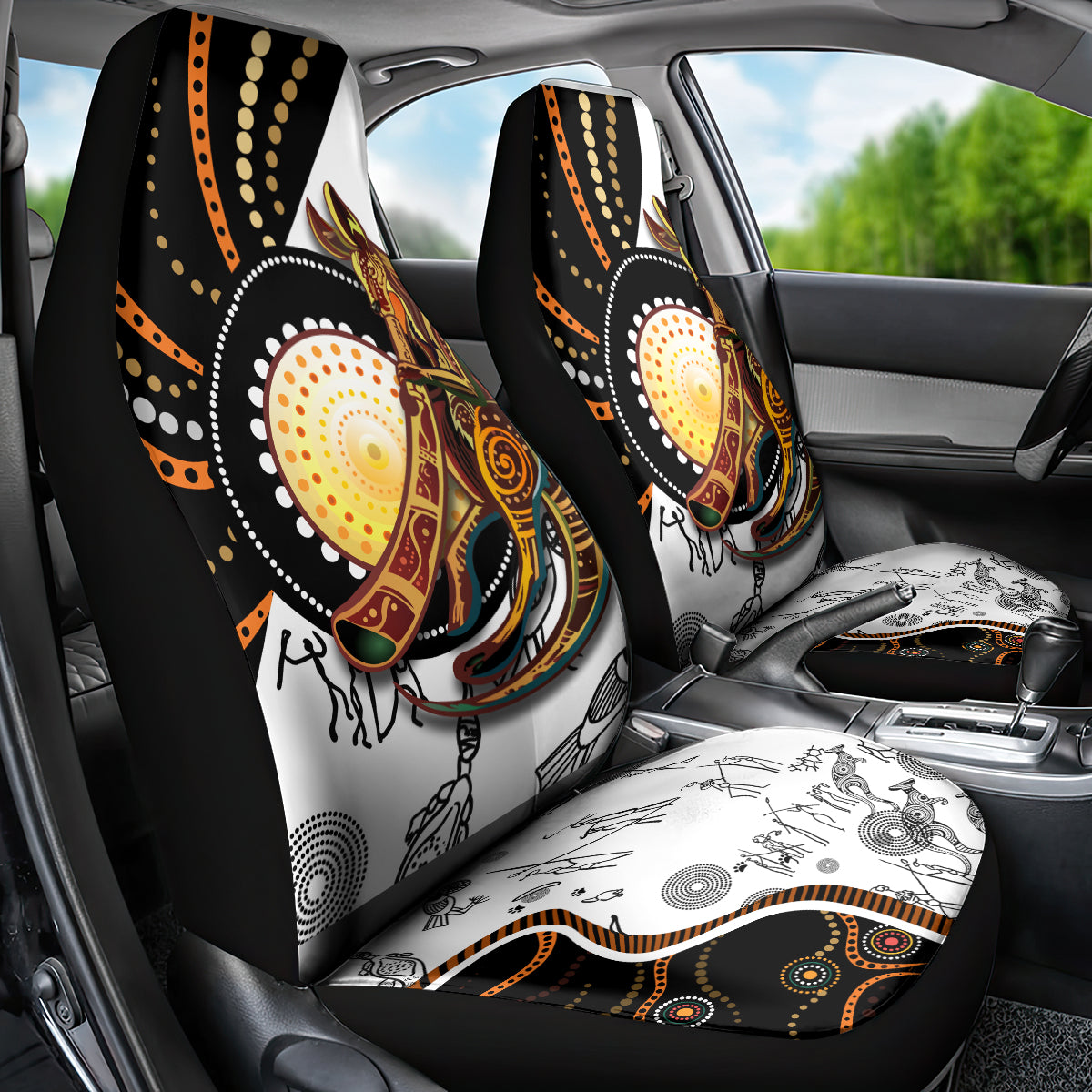 Aboriginal Kangaroo Pattern Dot Art Car Seat Cover