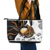 Aboriginal Kangaroo Pattern Dot Art Leather Tote Bag - Wonder Print Shop