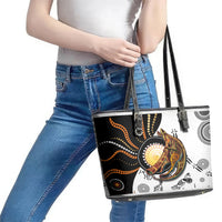 Aboriginal Kangaroo Pattern Dot Art Leather Tote Bag - Wonder Print Shop