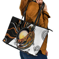 Aboriginal Kangaroo Pattern Dot Art Leather Tote Bag - Wonder Print Shop