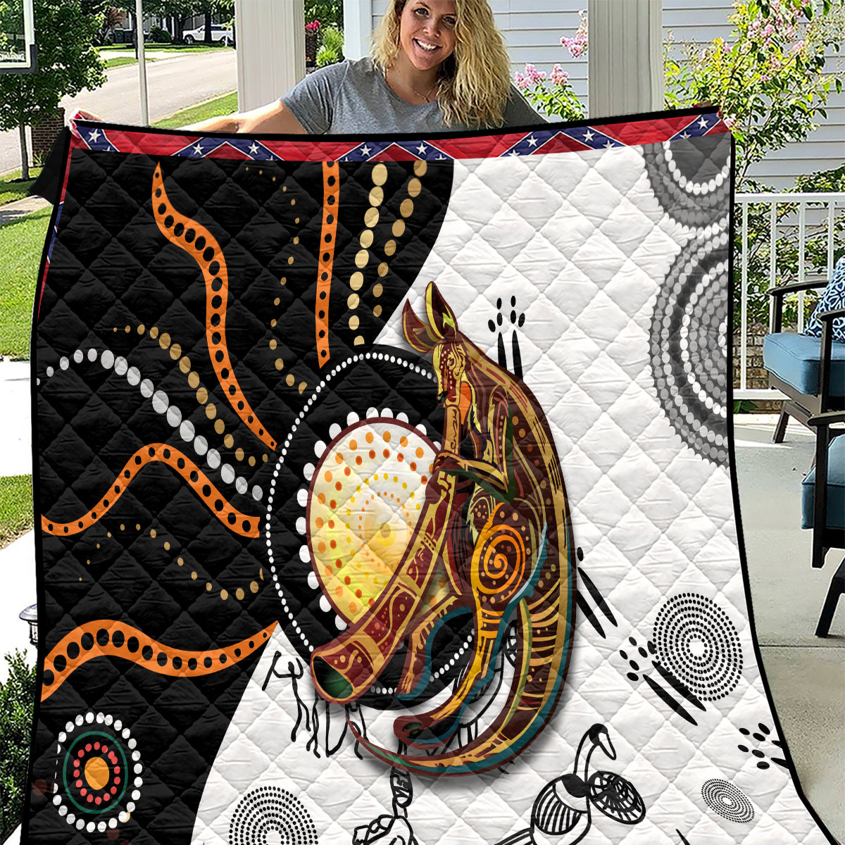 Aboriginal Kangaroo Pattern Dot Art Quilt - Wonder Print Shop