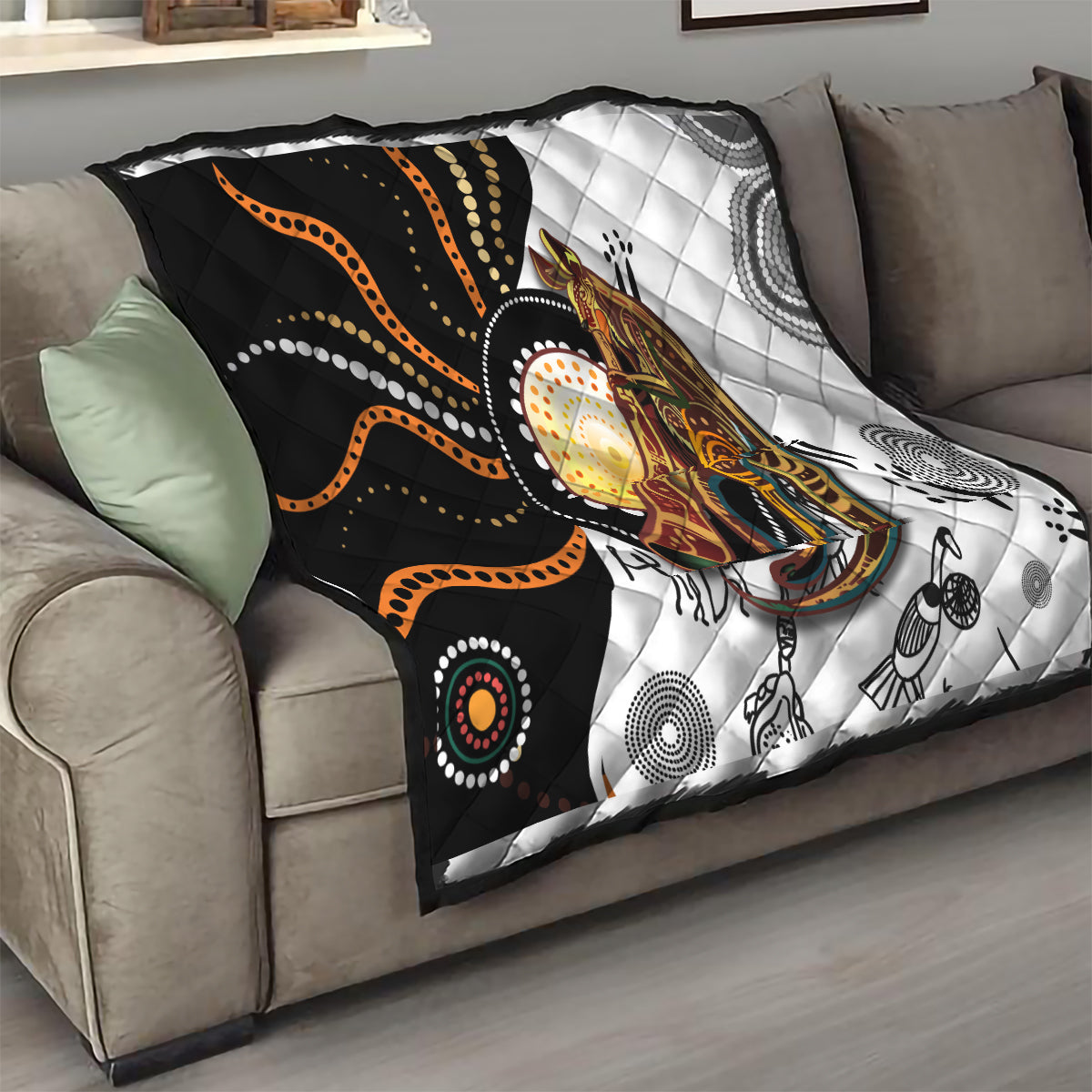 Aboriginal Kangaroo Pattern Dot Art Quilt - Wonder Print Shop