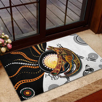 Aboriginal Kangaroo Pattern Dot Art Rubber Doormat - Wonder Print Shop