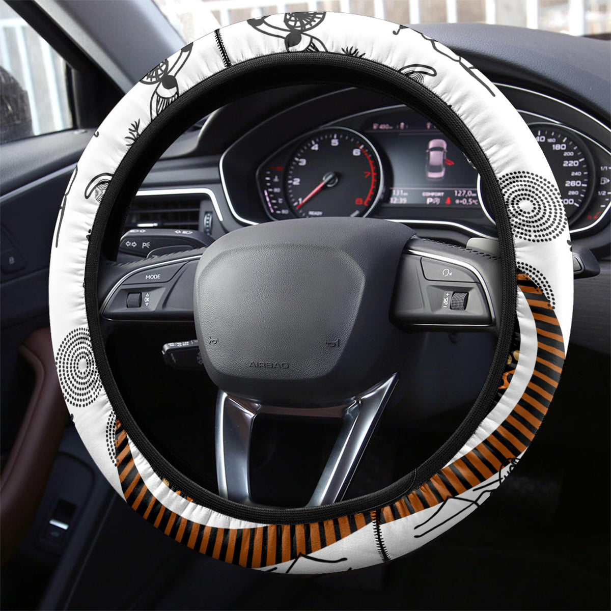 Aboriginal Kangaroo Pattern Dot Art Steering Wheel Cover - Wonder Print Shop