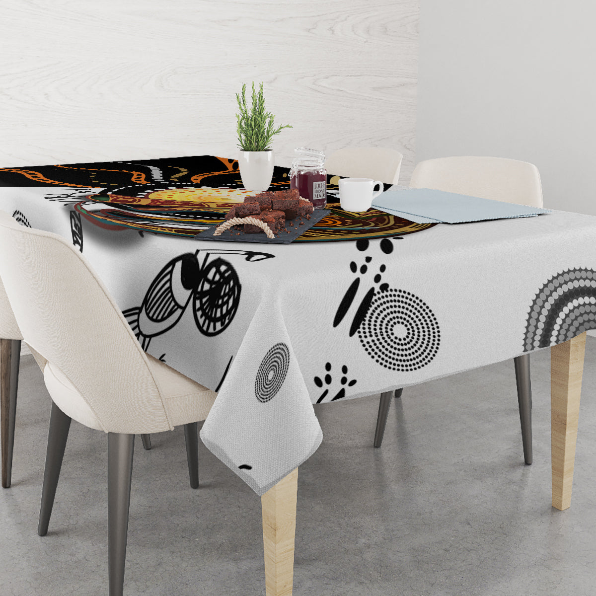 Aboriginal Kangaroo Pattern Dot Art Tablecloth - Wonder Print Shop