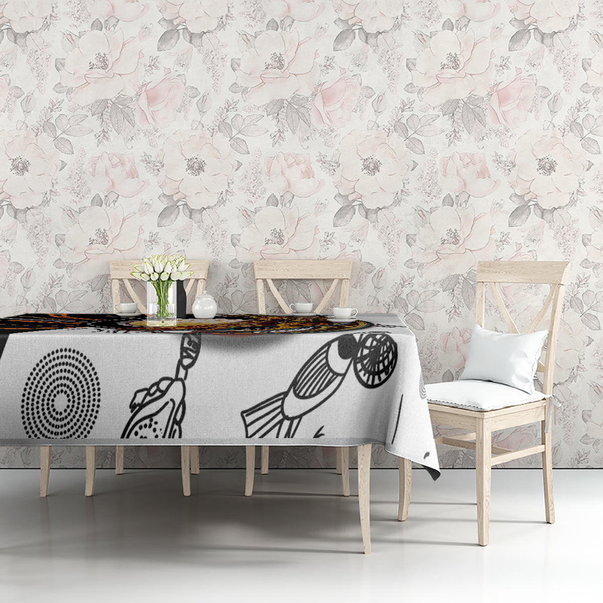 Aboriginal Kangaroo Pattern Dot Art Tablecloth - Wonder Print Shop