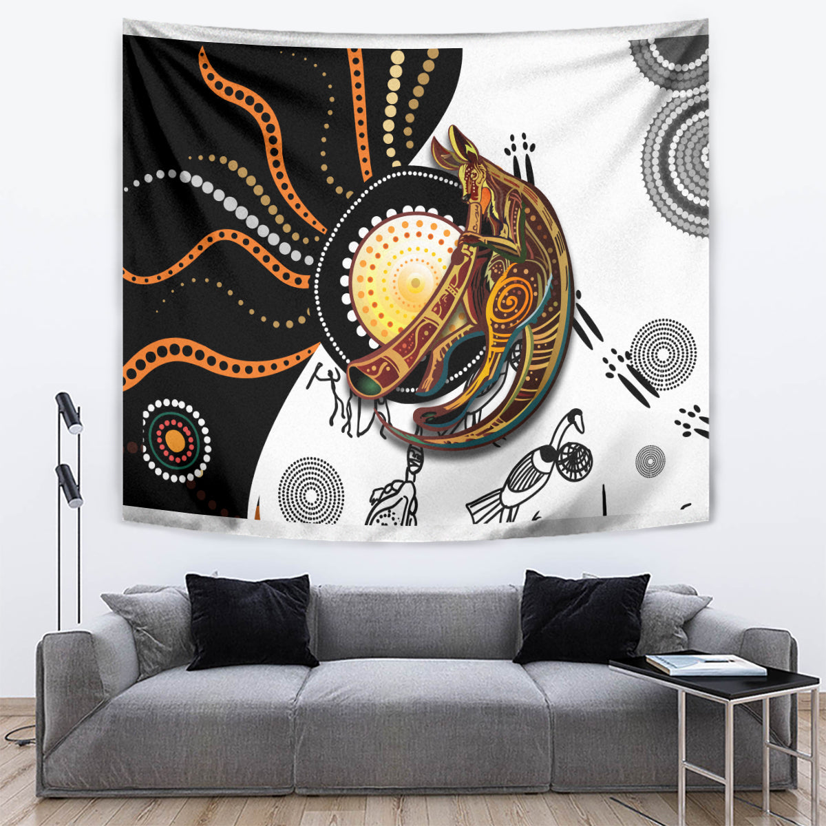 Aboriginal Kangaroo Pattern Dot Art Tapestry - Wonder Print Shop