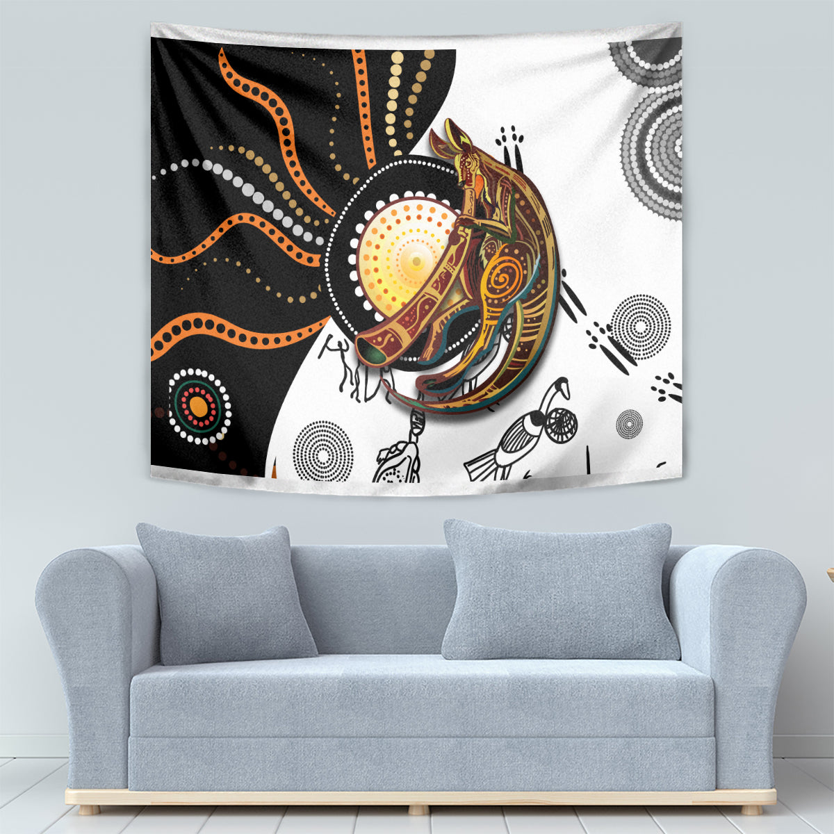 Aboriginal Kangaroo Pattern Dot Art Tapestry - Wonder Print Shop