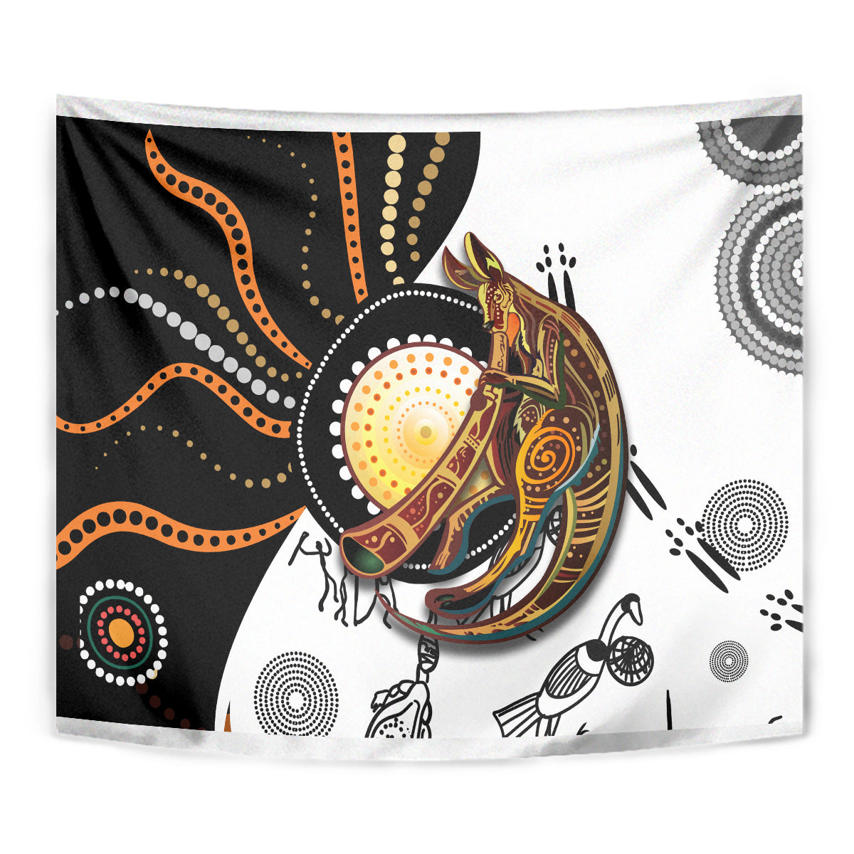 Aboriginal Kangaroo Pattern Dot Art Tapestry - Wonder Print Shop