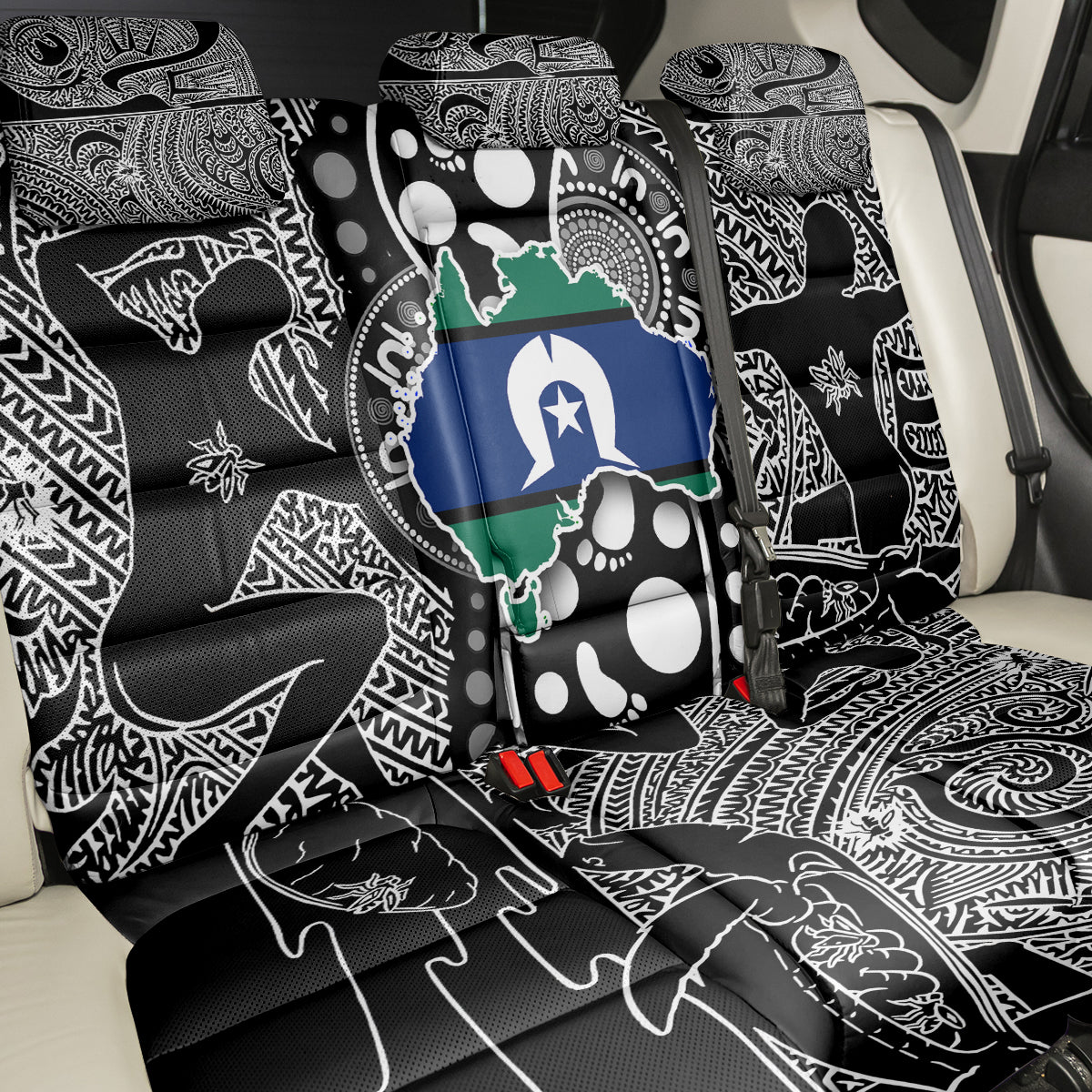 Torest Trait Islands Map Mix Aboriginal Pattern Back Car Seat Cover - Wonder Print Shop